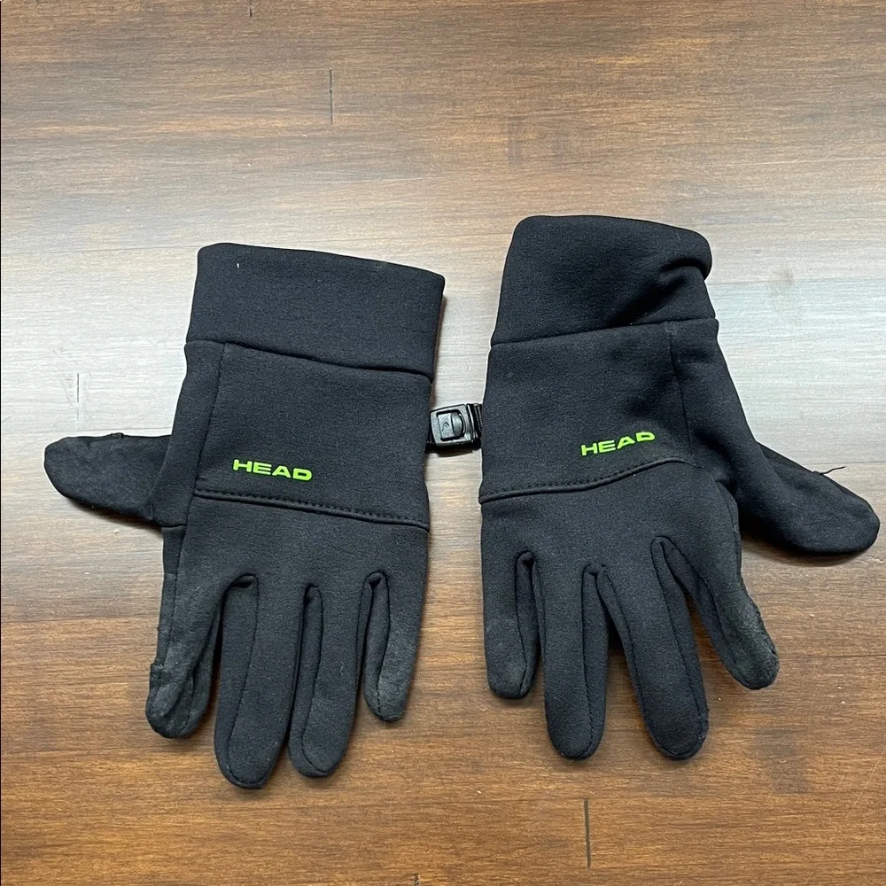 HEAD Black Thermal Gloves with Neon Green Logo